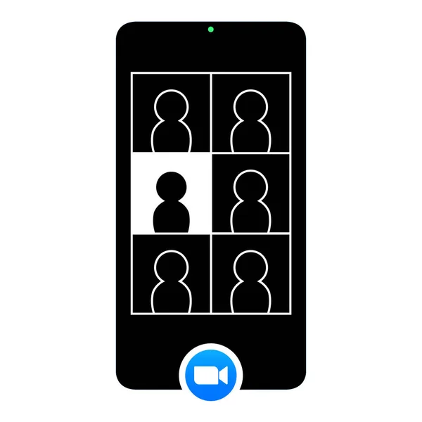 Online Virtual Kokoukset Teleneuvottelu Älypuhelin Video Conference Webinars Tai Etätyökuvake — vektorikuva