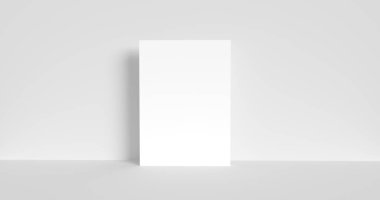 poster boş beyaz maketi izole edilmiş, 3d görüntüleme şablonu