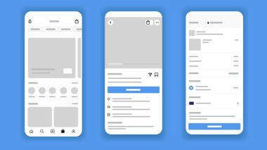 Shop Mockup, Modern Kullanıcı Arayüzü Tasarımı, Ödeme Ticareti Uygulama Vektörü