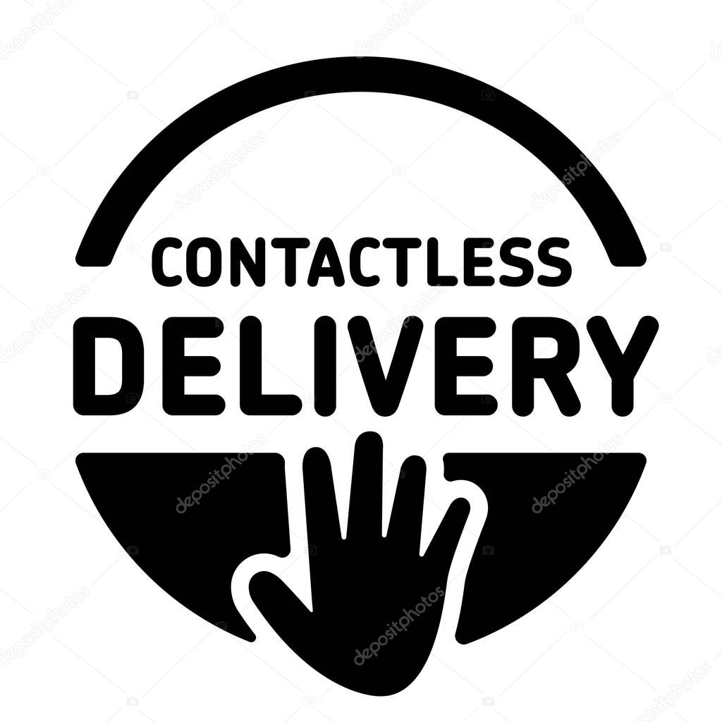 Social Distancing No-contact food delivery vector icon. Contactless delivery service online takeout orders symbol illustration