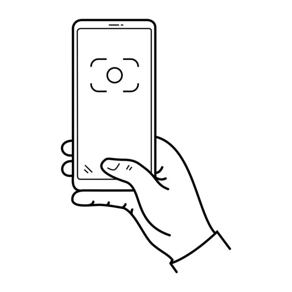Hånda Holder Smarttelefonen Tar Selfie Foto Smarttelefon – stockvektor
