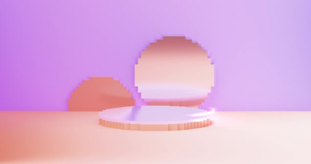 Minimal Kosmetisk Produkt Podium Neon Glöd Loop Animation — Stockvideo