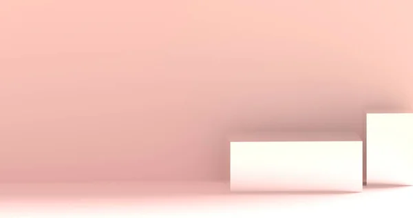 Weißer Block Quadratische Bühne Pastellfarbener Hintergrund Darstellung — Stockfoto