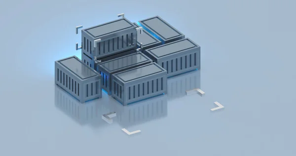 Kargo kapları izometrik 3D çizim çizimi
