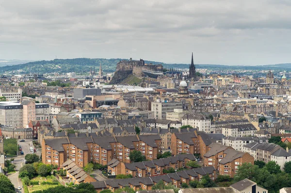 Espectacular Vista Del Castillo Edimburgo Desde Holyrood Park Día Nublado — Foto de Stock