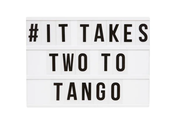 Hashtag Takes Two Tango Γραμμένο Στο Κουτί Φώτα Σβηστά — Φωτογραφία Αρχείου