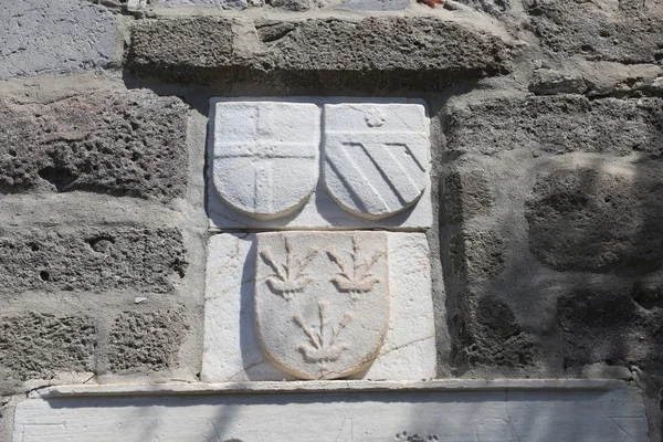 Símbolos de caballero en Bodrum Castle, Turquía — Foto de Stock