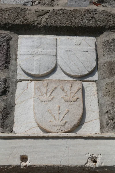 Símbolos de caballero en Bodrum Castle, Turquía — Foto de Stock