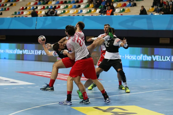 Besiktas MOGAZ HT y Dinamo Bucuresti Partido de Balonmano — Foto de Stock