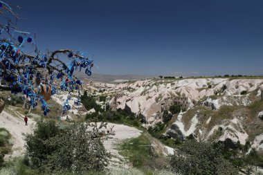 Güvercin Vadisi ve nazar boncuk ağaç Kapadokya