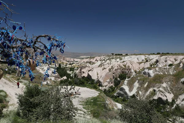 Güvercin Vadisi ve nazar boncuk ağaç Kapadokya