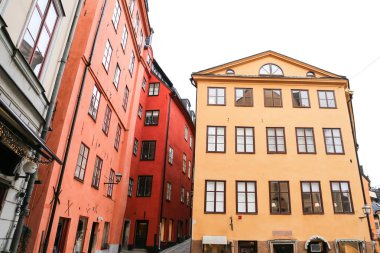 Renkli binalarda Gamla Stan, Stockholm, İsveç