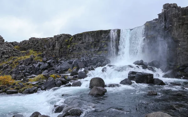 冰岛Thingvellir国家公园的Oxararfoss瀑布 — 图库照片