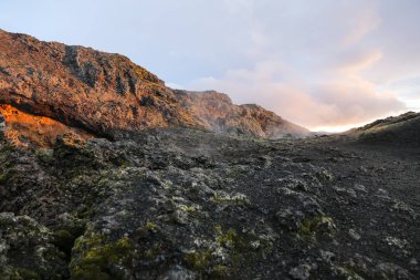 İzlanda'daki Leirhnjukur lav alanı