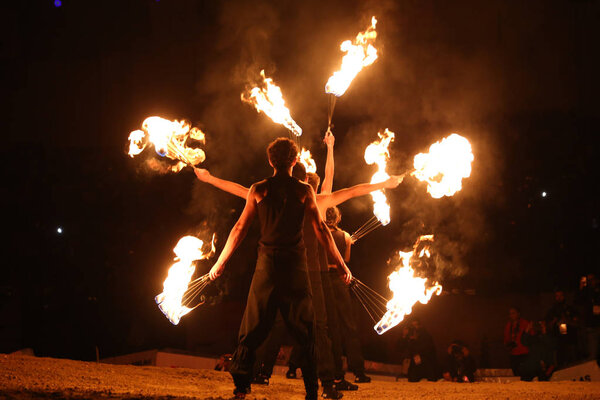 Fire show during Istanbul Superenduro championship 