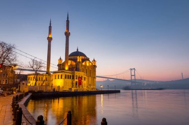 Buyuk Mecidiye Mosque in Ortakoy District, Istanbul, Turkey clipart