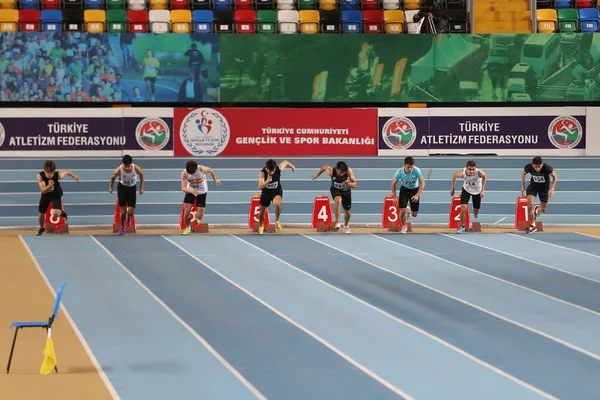 Tureckiej Federacji Lekkiej Atletyki Halowe rekord wyścigu — Zdjęcie stockowe