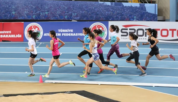 Federação Atlética Turca Atletismo Indoor Record Tentativa de corrida — Fotografia de Stock