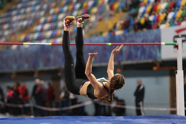 Istanbul Turkey February 2020 Undefined Athlete High Jumping Turkish Indoor — Stock Photo, Image