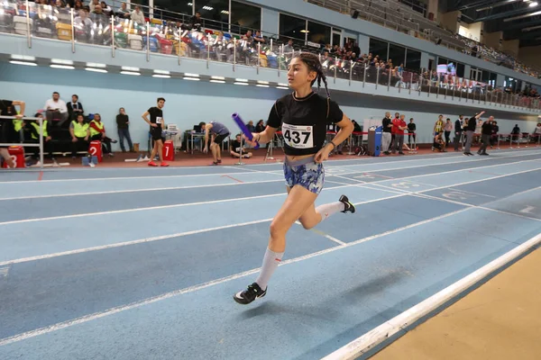 Istanbul Turkey February 2020 Undefined Athlete Running 4X400 Relay Race — Stock Photo, Image