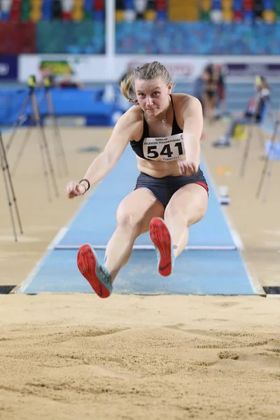 Istanbul Turkey February 2020 Undefined Athlete Long Jumping Turkish Indoor — ストック写真