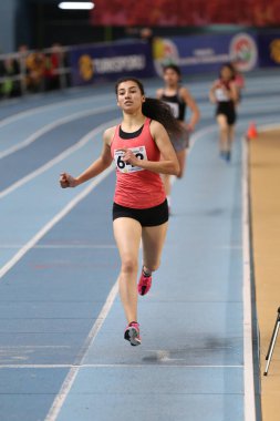 ISTANBUL, TURKEY - FEBRUARY 02, 2020: Athletes running during Turkish Indoor Athletics Championships