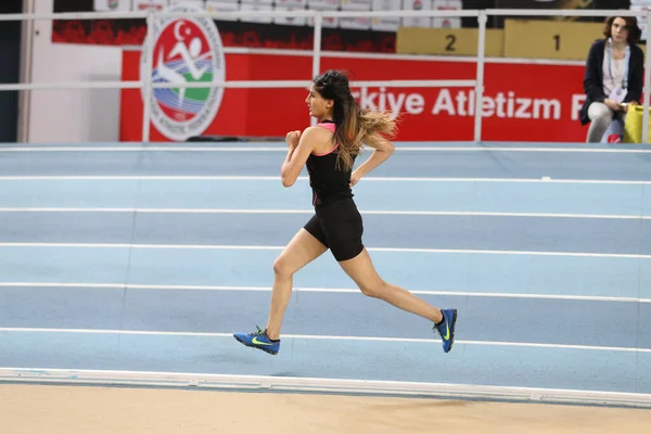 Istanbul Turkey February 2020 Undefined Athlete Running Turkish Indoor Athletics — стокове фото
