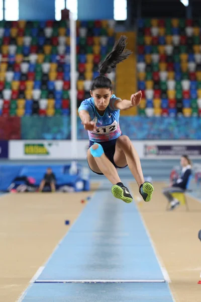 Istanbul Turkey February 2020 Undefined Athlete Long Jumping Turkish Indoor — Stock Photo, Image