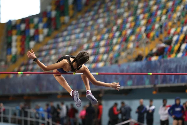 Istanbul Turquia Fevereiro 2020 Atleta Indefinido Salto Altura Durante Campeonato — Fotografia de Stock