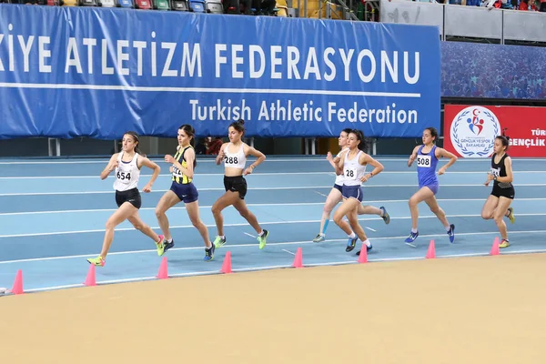 Istanbul Turkey February 2020 Athletes Running Turkish Indoor Athletics Championships — Stockfoto