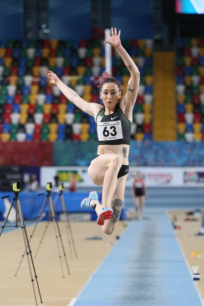 Istanbul Turkey February 2020 Undefined Athlete Long Jumping Turkish Indoor — Stock fotografie