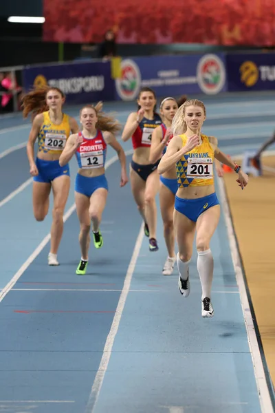 Istanbul Turquia Fevereiro 2020 Atletas Que Correm Durante Campeonato Indoor — Fotografia de Stock