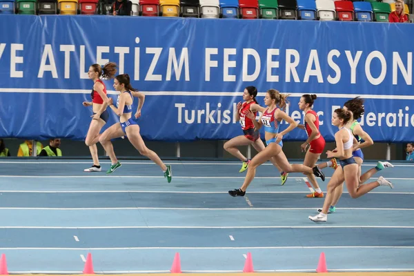 Istanbul Turkije Februari 2020 Atleten Lopen Tijdens Balkan U20 Indoorkampioenschappen — Stockfoto