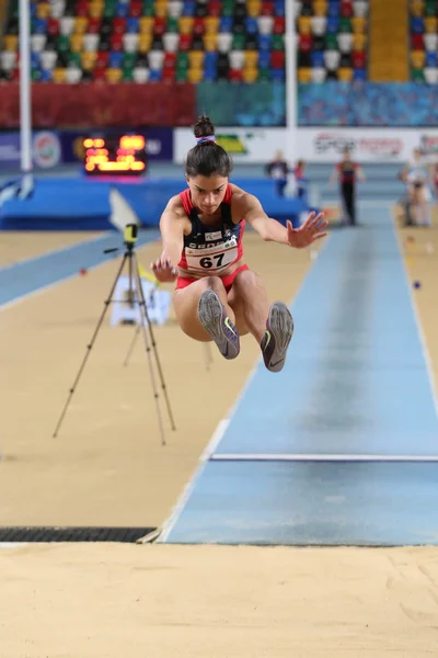 Istanbul Turkiet Februari 2020 Odefinierad Idrottsman Lång Hoppning Balkan U20 — Stockfoto