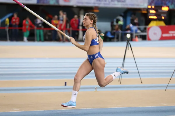 Istanbul Turquía Febrero 2020 Bóveda Pértiga Atleta Indefinida Durante Campeonato — Foto de Stock