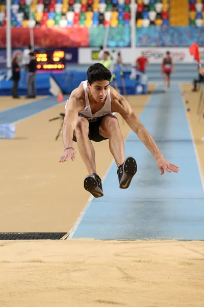 Istanbul Turkije Februari 2020 Undefined Atleet Triple Jumping Tijdens Balkan — Stockfoto