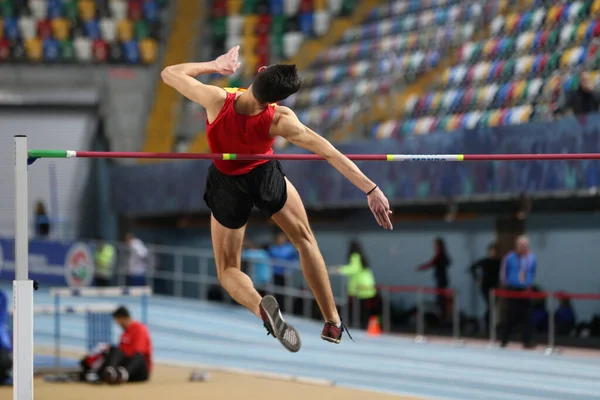 Istanbul Turquia Fevereiro 2020 Atleta Indefinido Salto Altura Durante Campeonato — Fotografia de Stock