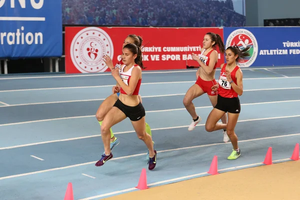 Istanbul Turkije Februari 2020 Atleten Lopen Tijdens Balkan U20 Indoorkampioenschappen — Stockfoto