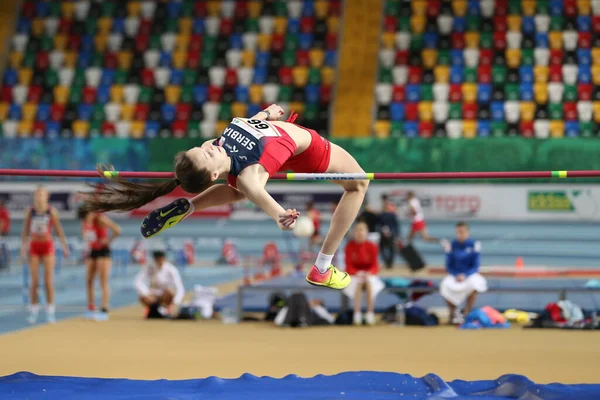 Istanbul Turkey Februar 2020 Undefined Athlete High Jumping Balkan U20 - Stock-foto