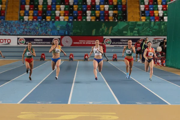 Istanbul Turecko Února 2020 Sportovci Běžící Metrů Během Mistrovství Světa — Stock fotografie