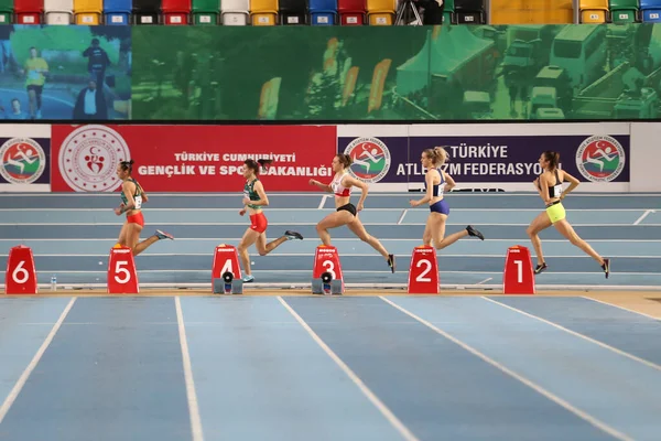 Istanbul Turquía Febrero 2020 Atletas Corriendo Durante Campeonato Atletismo Los —  Fotos de Stock