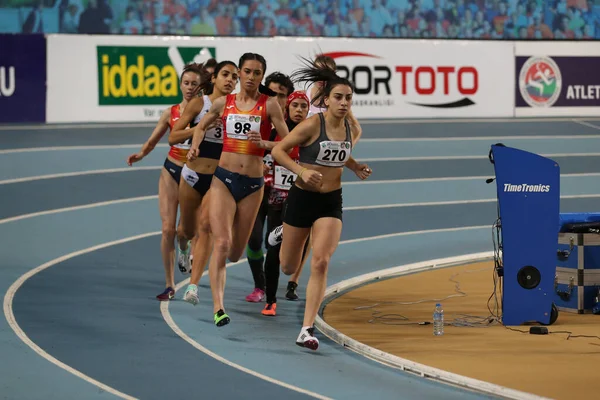 Istanbul Turquia Fevereiro 2020 Atletas Que Correm Durante Campeonato Indoor — Fotografia de Stock