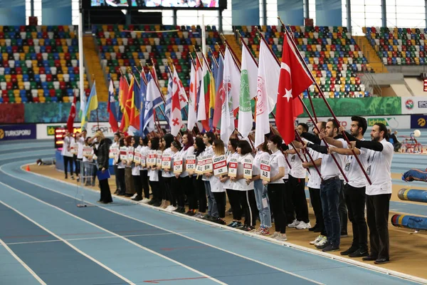 Κωνσταντινούπολη Τουρκία Φεβρουαρίου 2020 Τελετή Έναρξης Βαλκανικών Πρωταθλημάτων Κλειστού Στίβου — Φωτογραφία Αρχείου