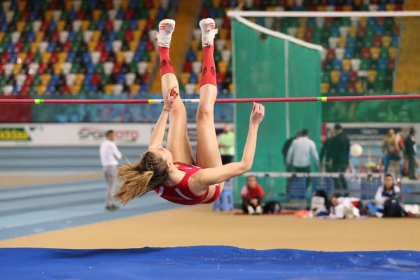 Isztambul Törökország Február 2020 Undefined Athlete High Jumping Balkan Athletics — Stock Fotó