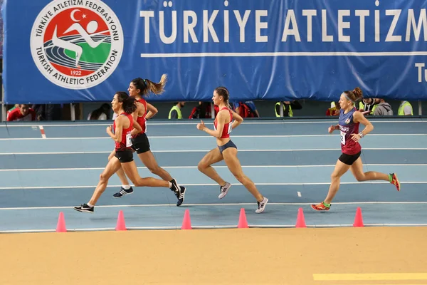 Istanbul Turkey February 2020 Athletes Running Balkan Athletics Indoor Championships — Stock Photo, Image