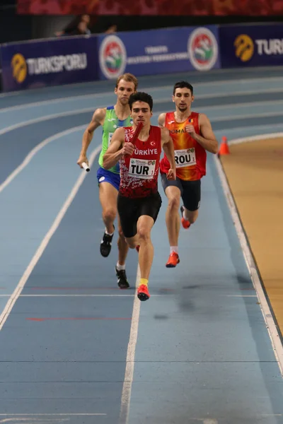 Istanbul Turkije Februari 2020 Atleten Lopen 4X400 Estafettewedstrijd Tijdens Balkan — Stockfoto