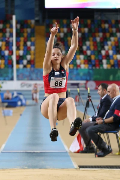 Istanbul Turkey February 2020 Undefined Athlete Long Jumping Balkan Athletics — Stock Photo, Image