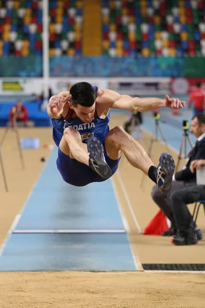Istanbul Turkije Februari 2020 Ongedefinieerde Atleet Lang Springen Tijdens Balkan — Stockfoto
