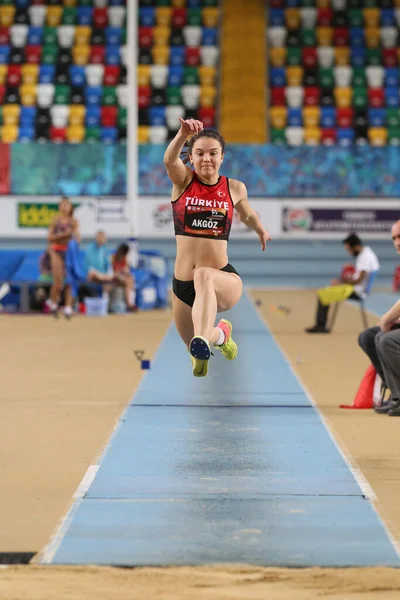 Istanbul Turquia Fevereiro 2020 Atleta Indefinido Salto Triplo Durante Istambul — Fotografia de Stock