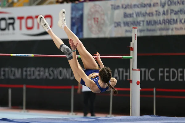 Istanbul Turkey February 2020 Undefined Athlete High Jumping Istanbul Athletics — Stock Photo, Image